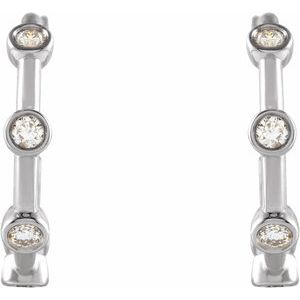 Platinum 1/4 CTW Natural Diamond Bezel-Set Hoop Earrings