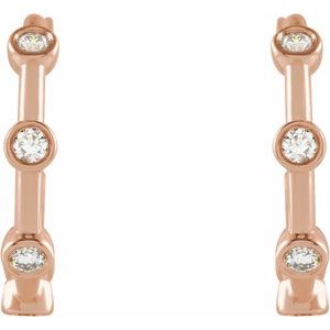 14K Rose Gold 1/4 CTW Natural Diamond Bezel-Set Hoop Earrings