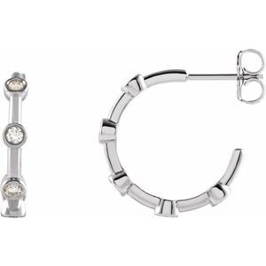 Sterling Silver 1/4 CTW Natural Diamond Bezel-Set Hoop Earrings