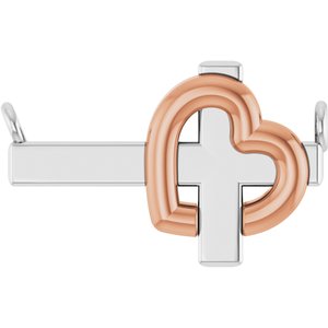 14K White/Rose Gold Sideways Cross & Heart 18" Necklace