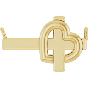 14K Yellow Gold Sideways Cross & Heart 18" Necklace