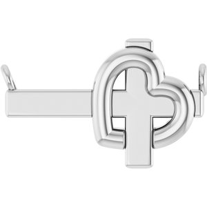 14K White Gold Sideways Cross & Heart 18" Necklace
