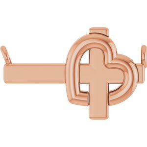 14K Rose Gold Sideways Cross & Heart 18" Necklace
