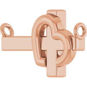 14K Rose Gold Sideways Cross & Heart 18" Necklace