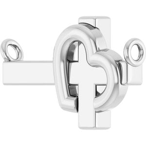 14K White Gold Sideways Cross & Heart 18" Necklace