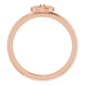 14K Rose Gold .01 CT Natural Diamond Cross Anchor Ring
