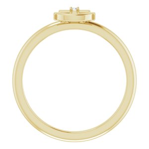 14K Yellow Gold .01 CT Natural Diamond Cross Anchor Ring
