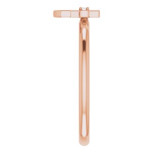 14K Rose Gold .01 CT Natural Diamond Cross Anchor Ring