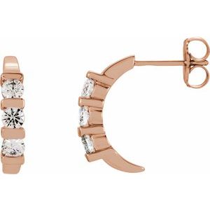 14K Rose Gold 1/2 CTW Natural Diamond J-Hoop Earrings