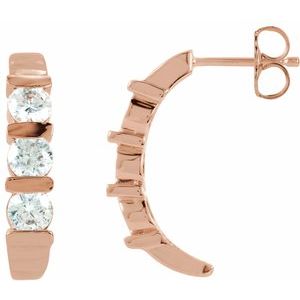 14K Rose Gold 1 1/2 CTW Natural Diamond J-Hoop Earrings