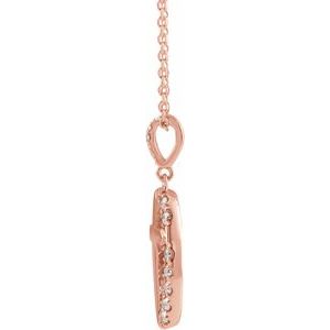 14K Rose Gold 1/5 CTW Natural Diamond Halo-Style Cross 16-18" Necklace