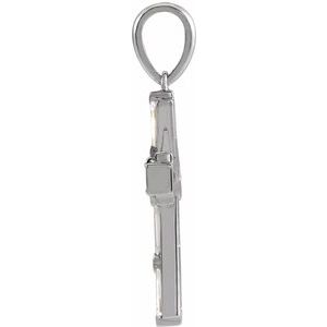 14K White Gold 3/8 CTW Natural Diamond Baguette Cross Pendant