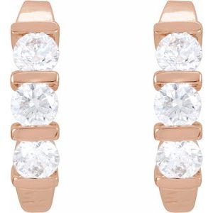 14K Rose Gold 9/10 CTW Natural Diamond J-Hoop Earrings