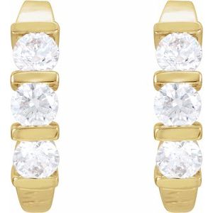14K Yellow Gold 9/10 CTW Natural Diamond J-Hoop Earrings