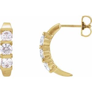 14K Yellow Gold 1/2 CTW Natural Diamond J-Hoop Earrings