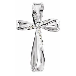 14K White Gold 1/10 CTW Natural Diamond Cross Pendant