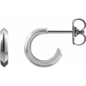 14K White Gold Knife-Edge 10 mm Hoop Earrings