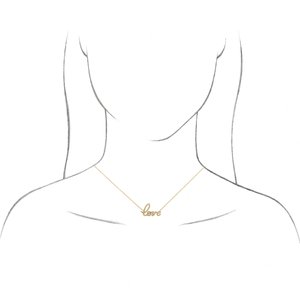 14K Yellow Gold 1/6 CTW Natural Diamond Love 18" Necklace