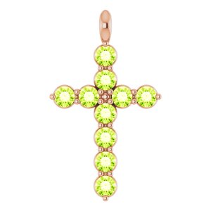 14K Rose Gold Natural Peridot Cross Pendant