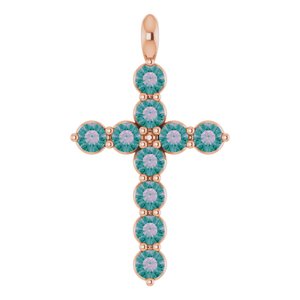 14K Rose Gold Lab-Grown Alexandrite Cross Pendant