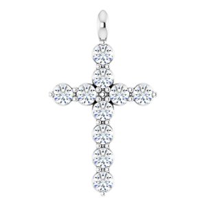 Sterling Silver Natural White Sapphire Cross Pendant