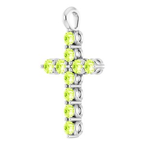 Sterling Silver Natural Peridot Cross Pendant
