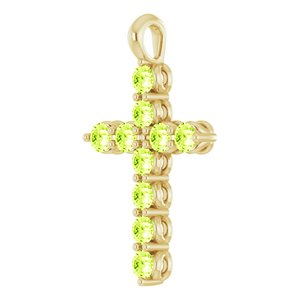 14K Yellow Gold Natural Peridot Cross Pendant