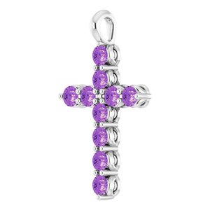 Sterling Silver Natural Amethyst Cross Pendant
