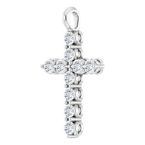 Sterling Silver Natural White Sapphire Cross Pendant