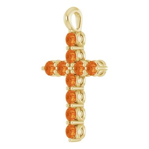 14K Yellow Gold Natural Citrine Cross Pendant