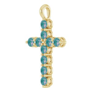 14K Yellow Gold Natural Alexandrite Cross Pendant