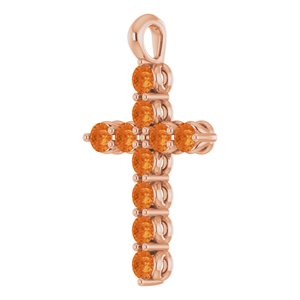 14K Rose Gold Natural Citrine Cross Pendant