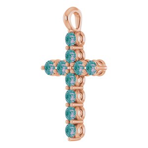14K Rose Gold Lab-Grown Alexandrite Cross Pendant