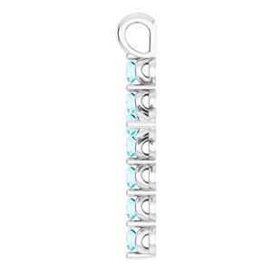 14K White Gold Natural Blue Zircon Cross Pendant