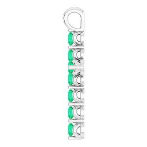 Sterling Silver Lab-Grown Emerald Cross Pendant