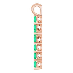 14K Rose Gold Lab-Grown Emerald Cross Pendant