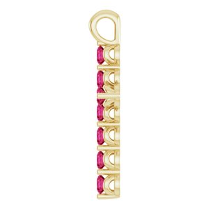 14K Yellow Gold Lab-Grown Ruby Cross Pendant
