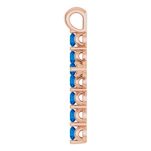 14K Rose Gold Natural Blue Sapphire Cross Pendant