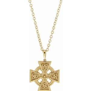 14K Yellow Gold Celtic-Inspired Cross 20" Necklace