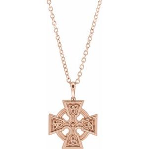 14K Rose Gold Celtic-Inspired Cross 20" Necklace