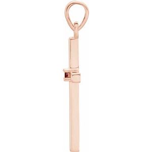 14K Rose Gold Natural Mozambique Garnet Cross Pendant