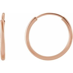 14K Rose Gold Flexible Endless Tube 12 mm Hoop Earrings