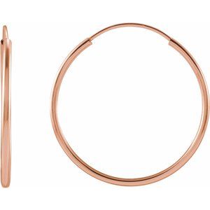 14K Rose Gold Flexible Endless Tube 20 mm Hoop Earrings