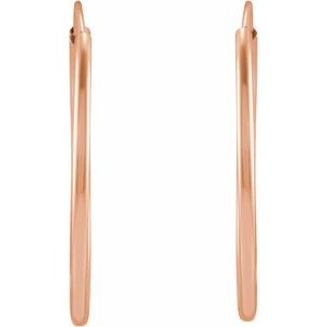 14K Rose Gold Flexible Endless Tube 20 mm Hoop Earrings