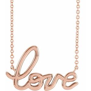 14K Rose Gold Love 18" Necklace