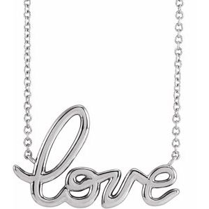 14K White Gold Love 16" Necklace