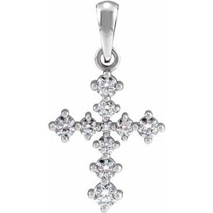 Platinum 3/8 CTW Natural Diamond Cross Pendant