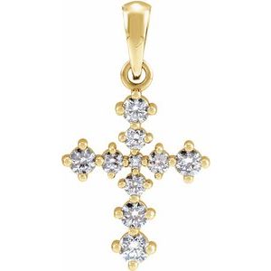 14K Yellow Gold 3/8 CTW Natural Diamond Cross Pendant