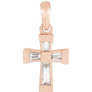 14K Rose Gold 1/10 CTW Natural Diamond Cross Pendant