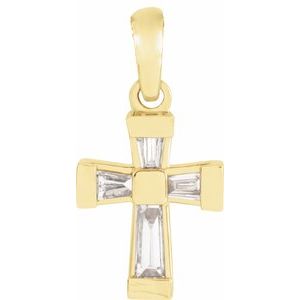 14K Yellow Gold 1/10 CTW Natural Diamond Cross Pendant